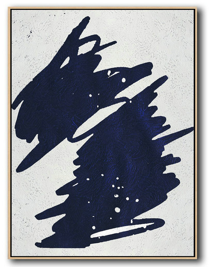 Extra Large Painting,Buy Hand Painted Navy Blue Abstract Painting Online,Wall Art Painting #W9P9